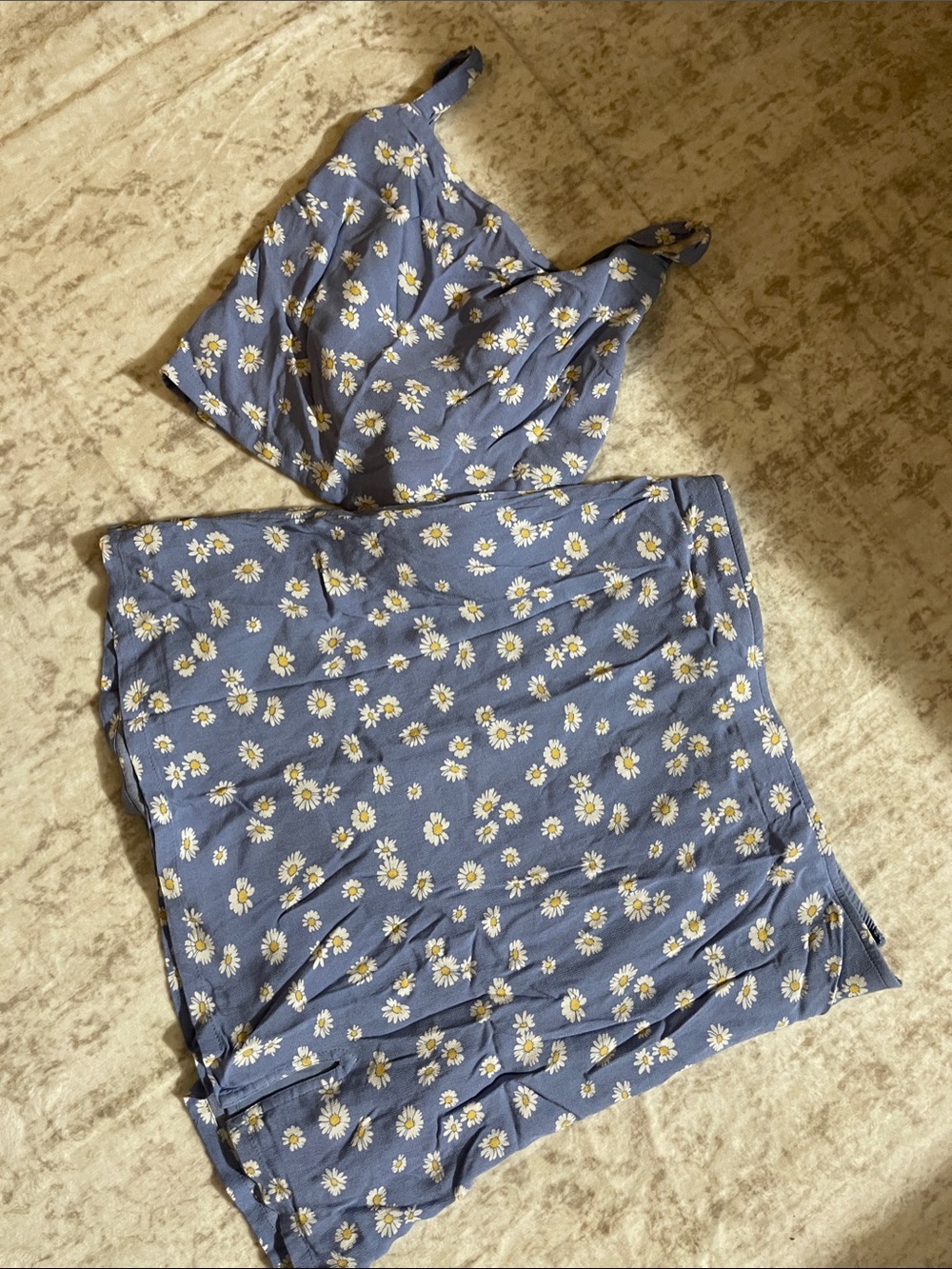 Hollister Blue Daisy Print Crop Tank and Skirt Set